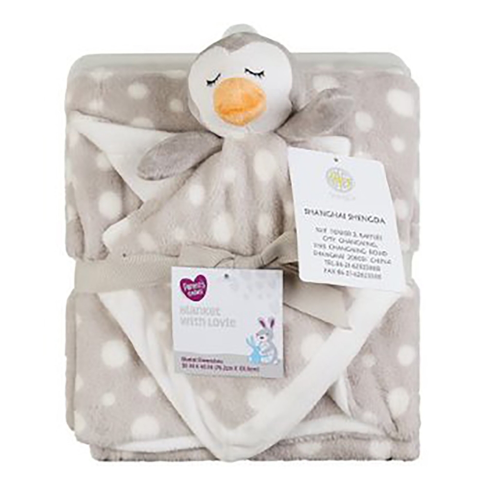 Baby Blanket and Lovie Penguin, Grey